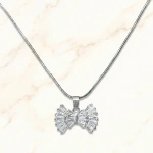 Radiant Bow Elegance Pendant Necklace