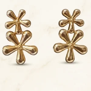 Double Floral Drop Statement Earrings