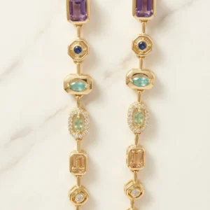 Rainbow Multi-Stone Dangle Earrings