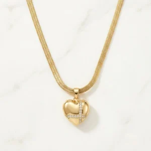 Veloura Heart Locket Snake Chain Necklace