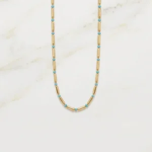Rose Gold Turquoise Beaded Station Necklace
