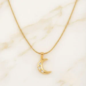Celestial Crescent Moon Pendant Necklace